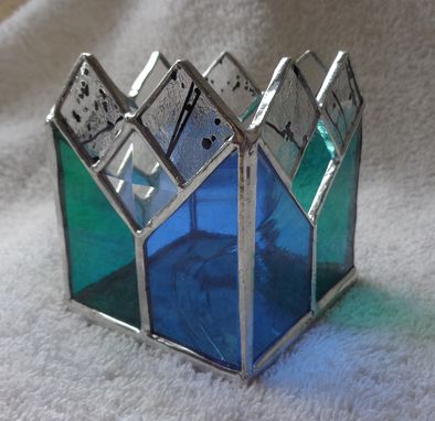 Custom Made Blue/Green Tulip Style Candle Holder