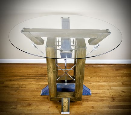 Custom Made Contemporary Modern Custom High Top Dining Wood And Metal And Glass Table