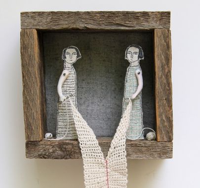 Custom Made Fiber Art Embroidered Diorama -Connection No. 8