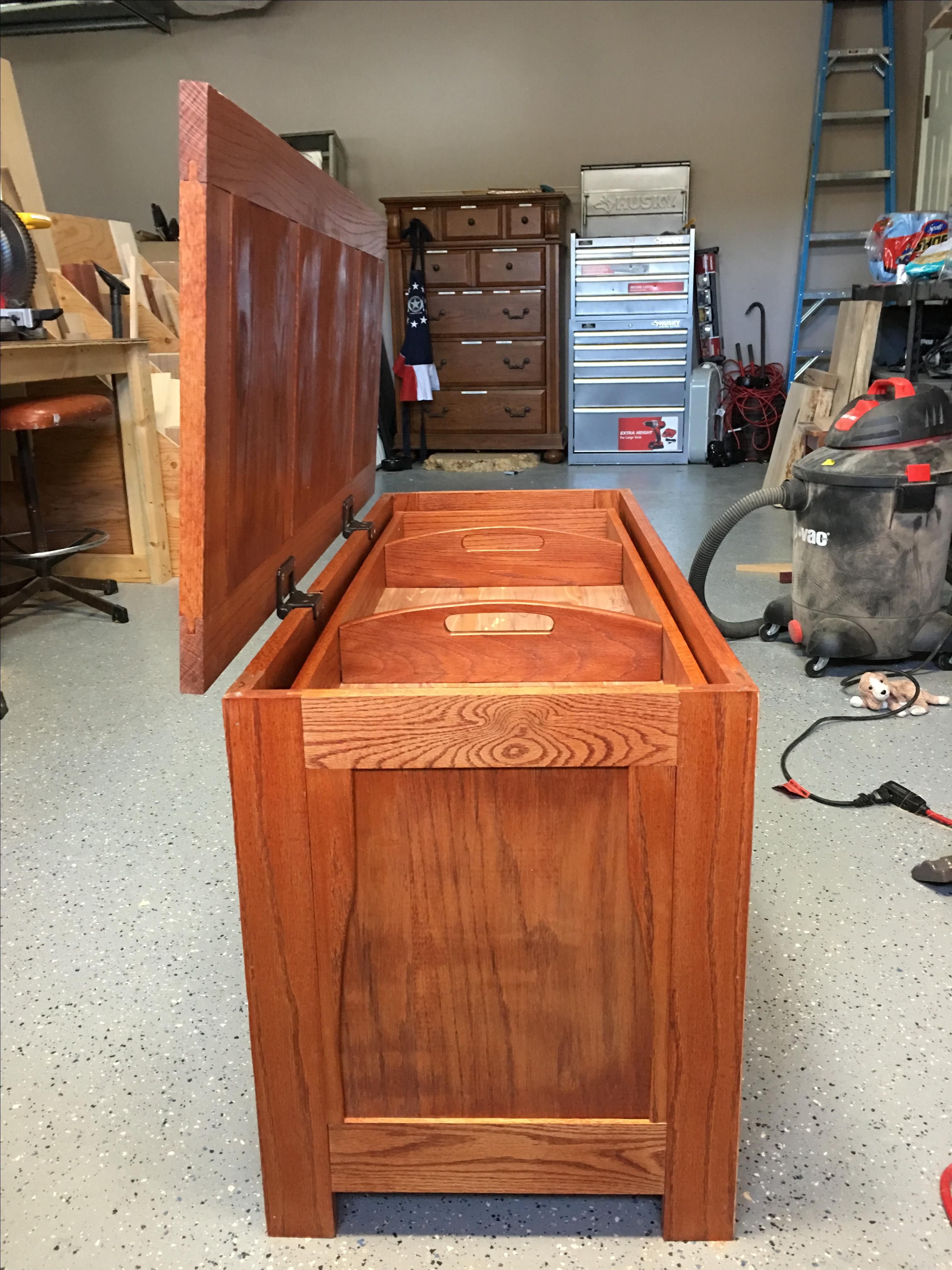 Buy Hand Crafted Solid Oak Cedar Chest W/ Removable Tray, made to order