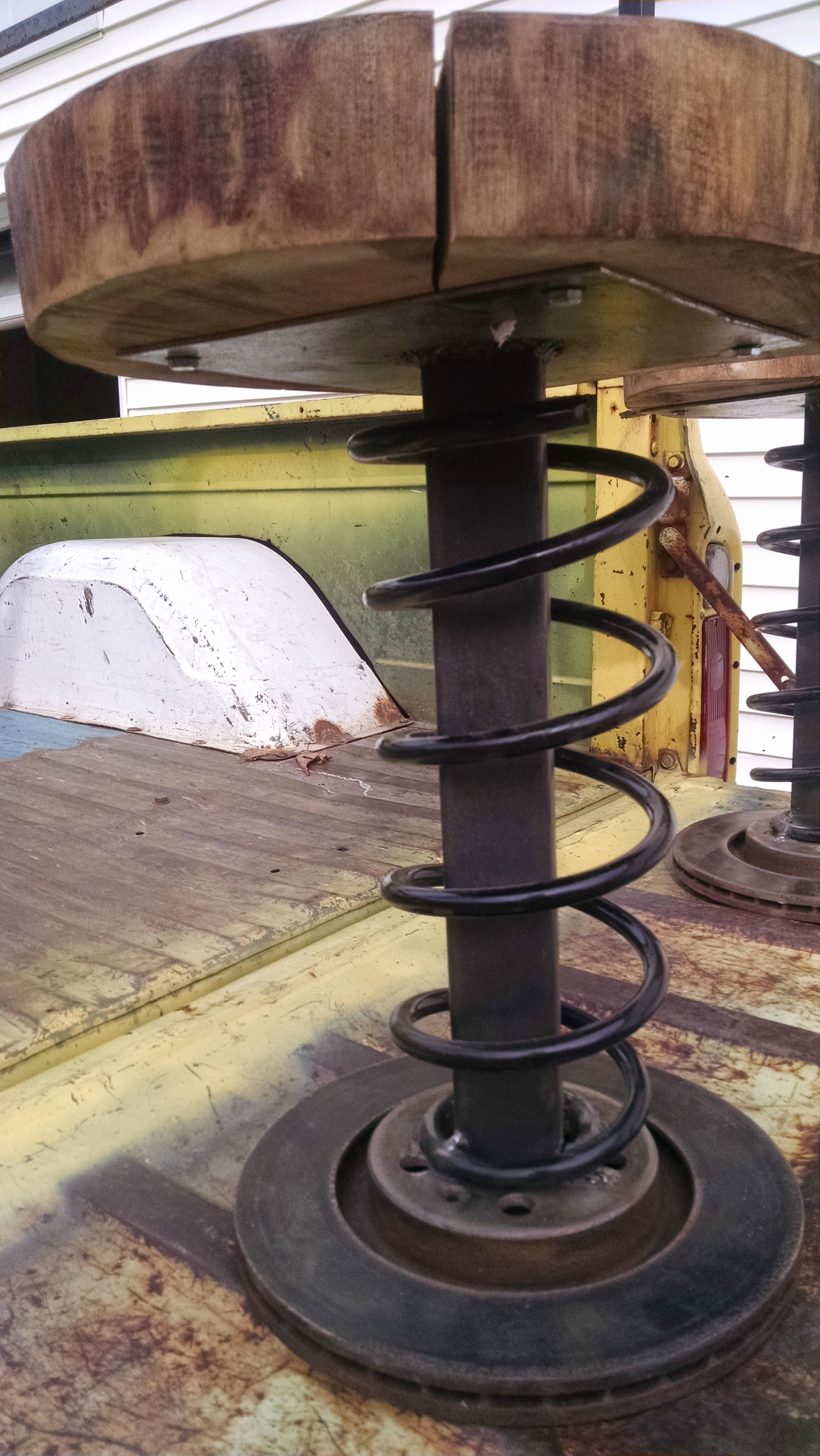 Hand Crafted Walnut And Vw Car Part Stools by Tim Sway Perspectives