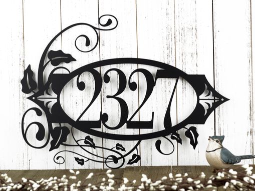 Custom Made Metal House Number Sign, Vines