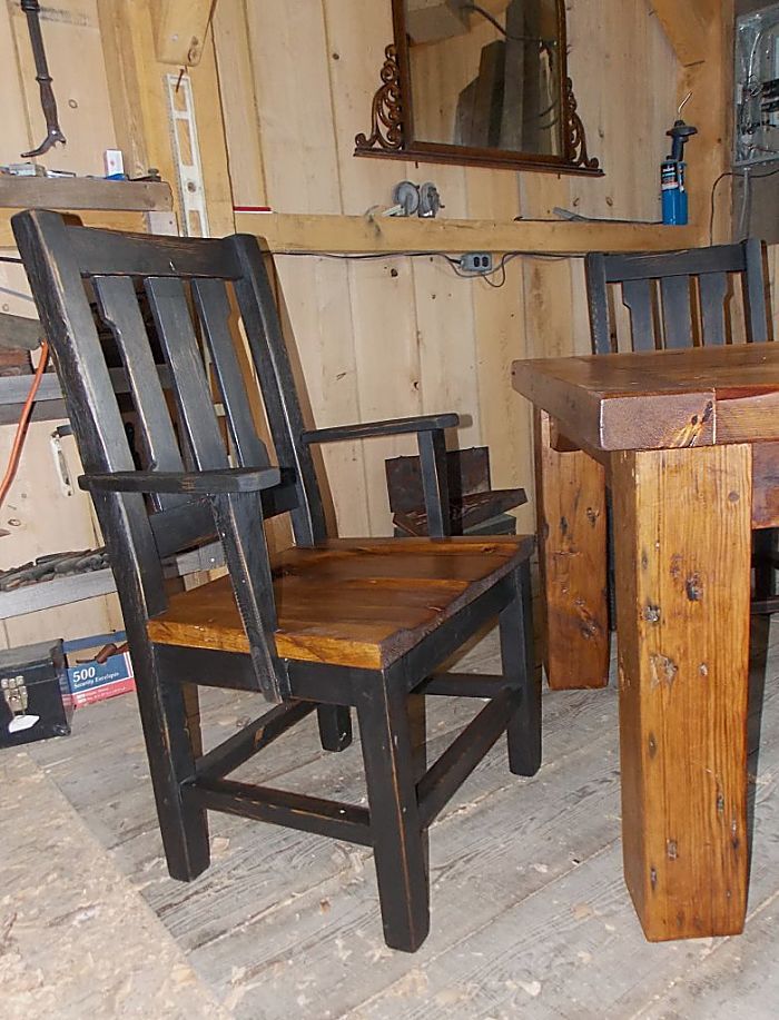 Hand Made Heavy Barn Wood Dining Table And 6 Chairs by PAUL'S GREEN ...