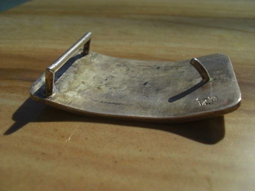 Custom Made Buckle Sterling .925 Moose Bull, Cow, Calf Under An Aurora