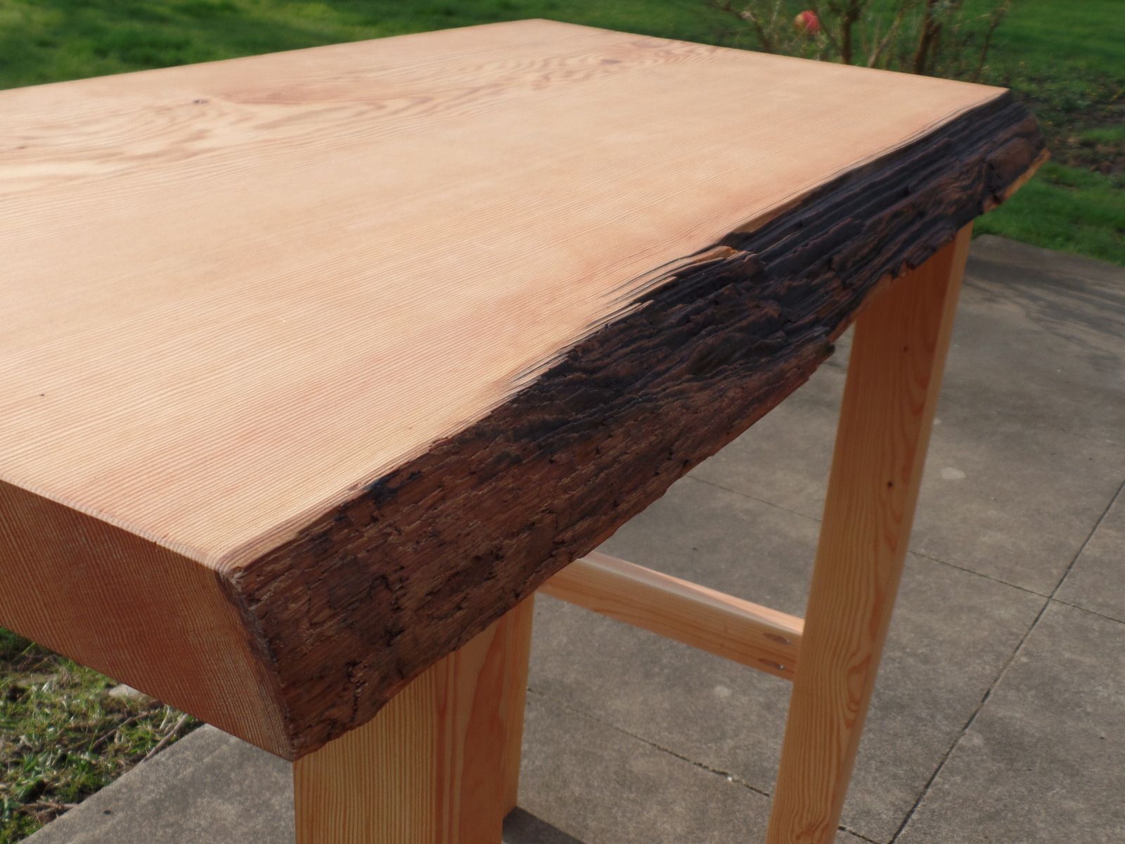 A Hand Made Douglas Fir Live Edge Bar Height Slab Table To A Hand Made Douglas Fir Live Edge Bar Height Slab Table To Order From Grassroots Woodworks Custommade Com