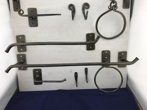 Custom Made Custom Hand-Forged Bath Hardware Set