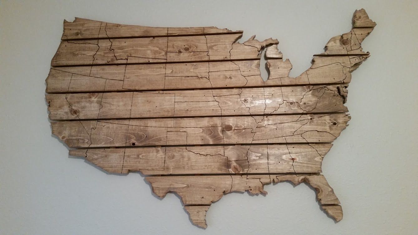 Buy Hand Crafted Usa Map Large Wooden Wall Art, made to order from