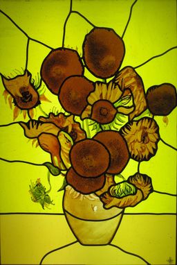 Custom Made Van Gogh Sunflowers Stained Glass