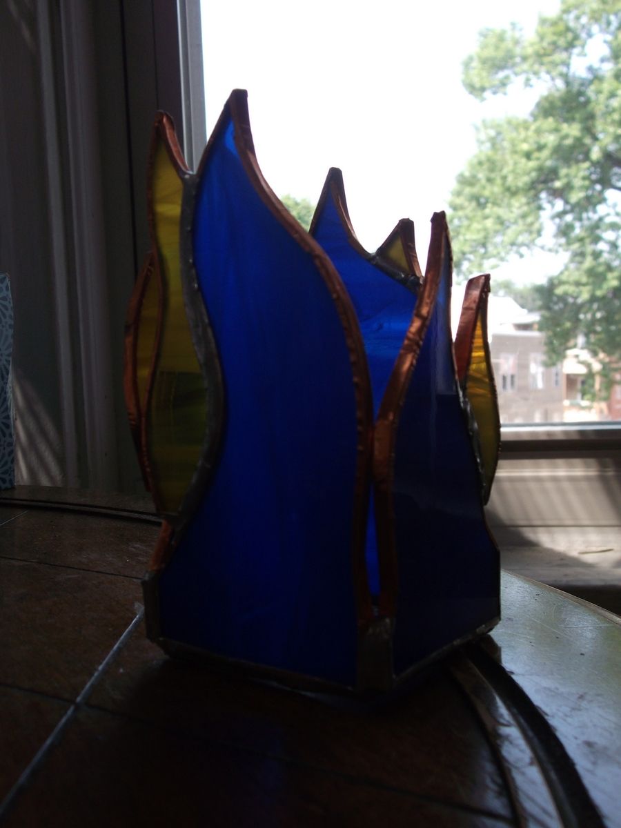 Custom Stained Glass Tealight Candle Holder Set by Welhouse Glass And