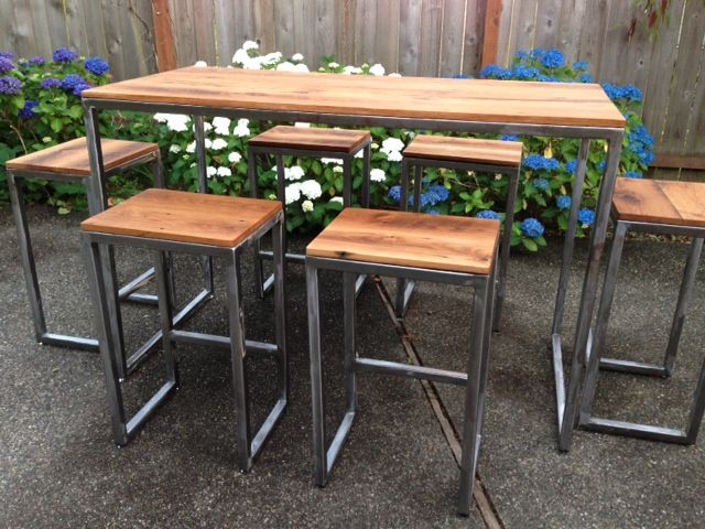 Hand Crafted Indoor/Outdoor Pub Table And Stools by Timber & Ore
