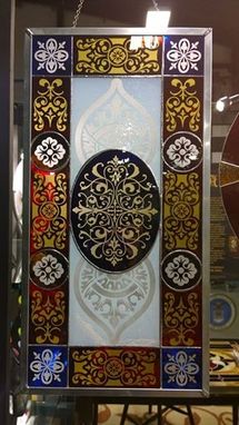 Custom Made Exquisite Sandcarved Stained Glass Panel