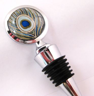 Custom Made Wine Stopper With Peacock Feathers Design