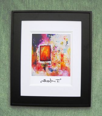 Custom Made Purple Abstract Print With Red, Orange, Green And White Pallet Knife Painting