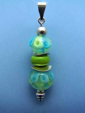 Custom Made Blue And Green Flower Layer Pendant With Beadhopper