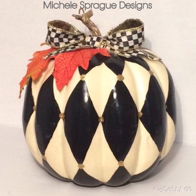 Custom Made Hand Painted Pumpkin//Autumn Decoration//Autumn Centerpiece//Harlequi