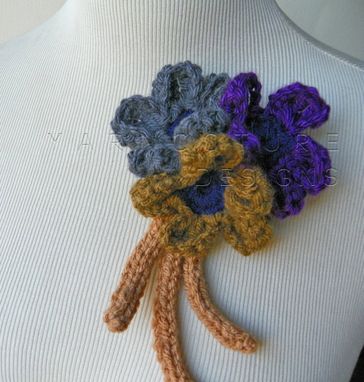 Custom Made The Winterberry Scarf And Brooch In Plum Purple / On Sale Now