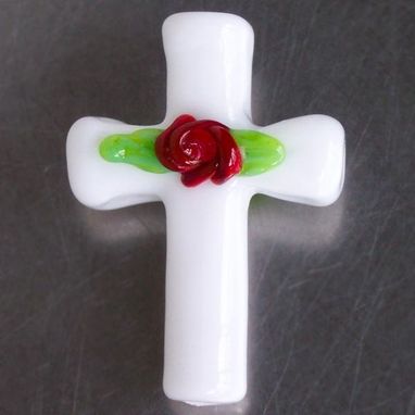 Custom Made Flame Worked Glass Cross Bead Or Pendant