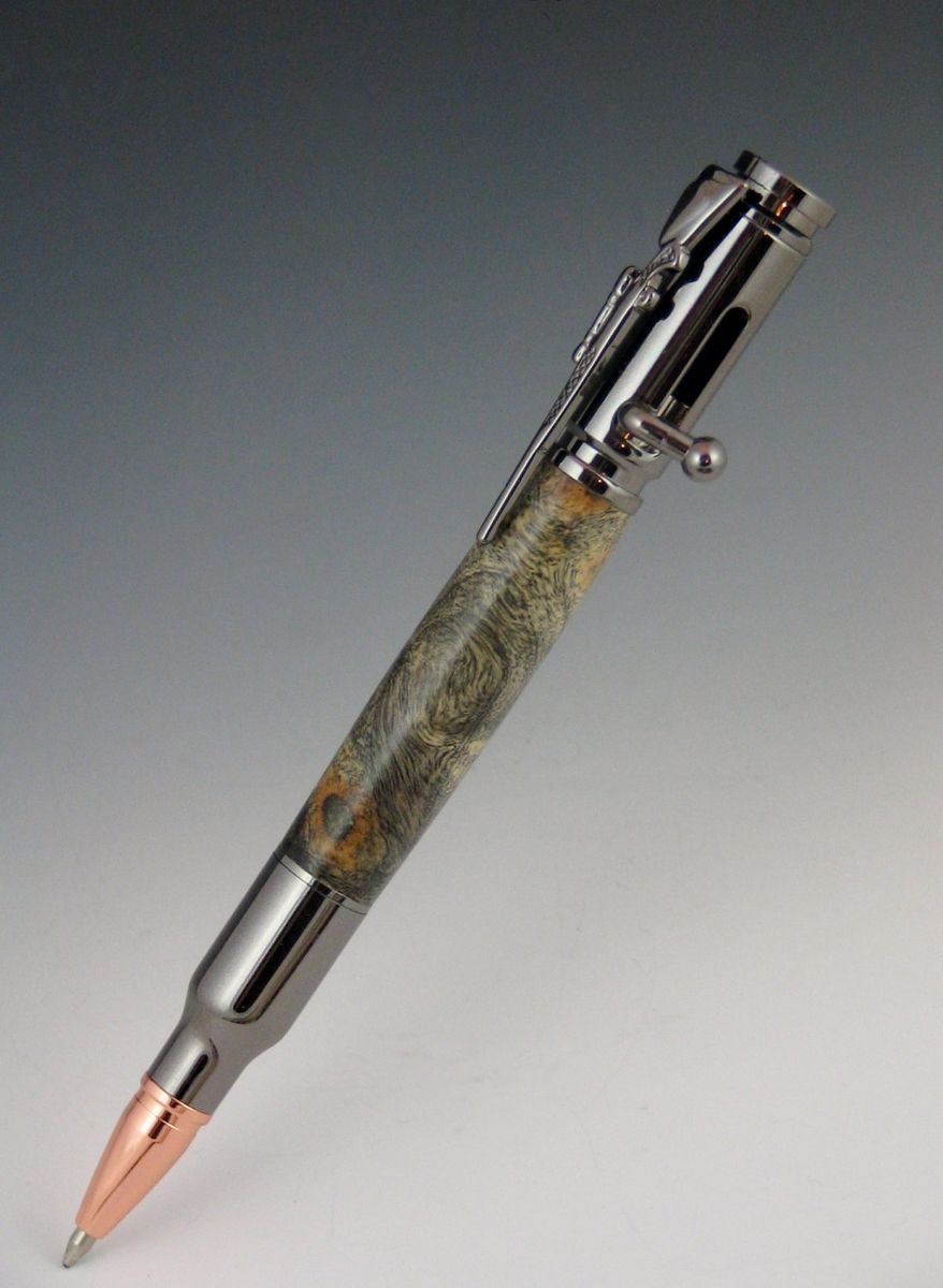 Bolt Action Pen with Case,Wood Pen& Case,30 Caliber Pen,Bullet Pen,Dark Wood Pen