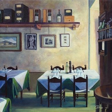 Custom Made Pietrasanta Locanda - Table For Four (Italy) Oil Painting - Fine Art Print On Canvas