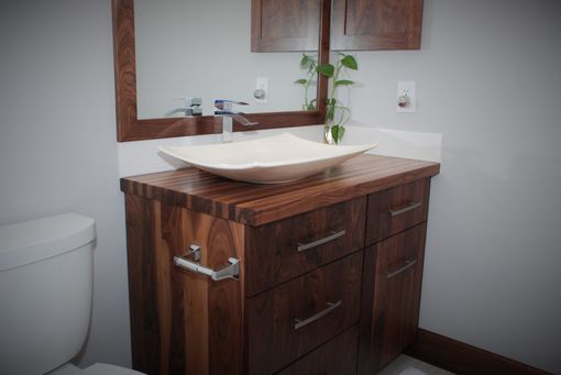 Custom Made All-Walnut Bathroom Vanity