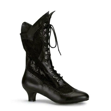 Custom Made Women Victorian Pointed Toe Mid-Calf Boots, Leather Boots Handmade