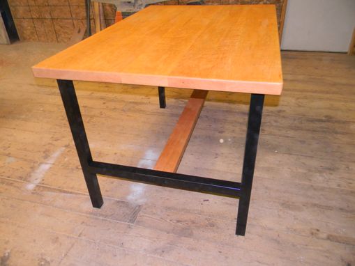 Custom Made Reclaimed Cherry Table With Steel Legs