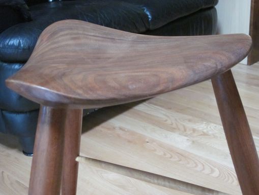 Custom Made 3 Legged Stool With Carved Seat