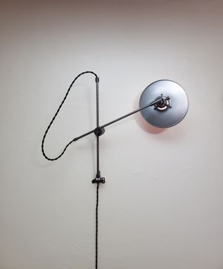 Custom Made Gunmetal Brass And Steel Industrial Scissor Wall Lamp - Pharmacy Lamp