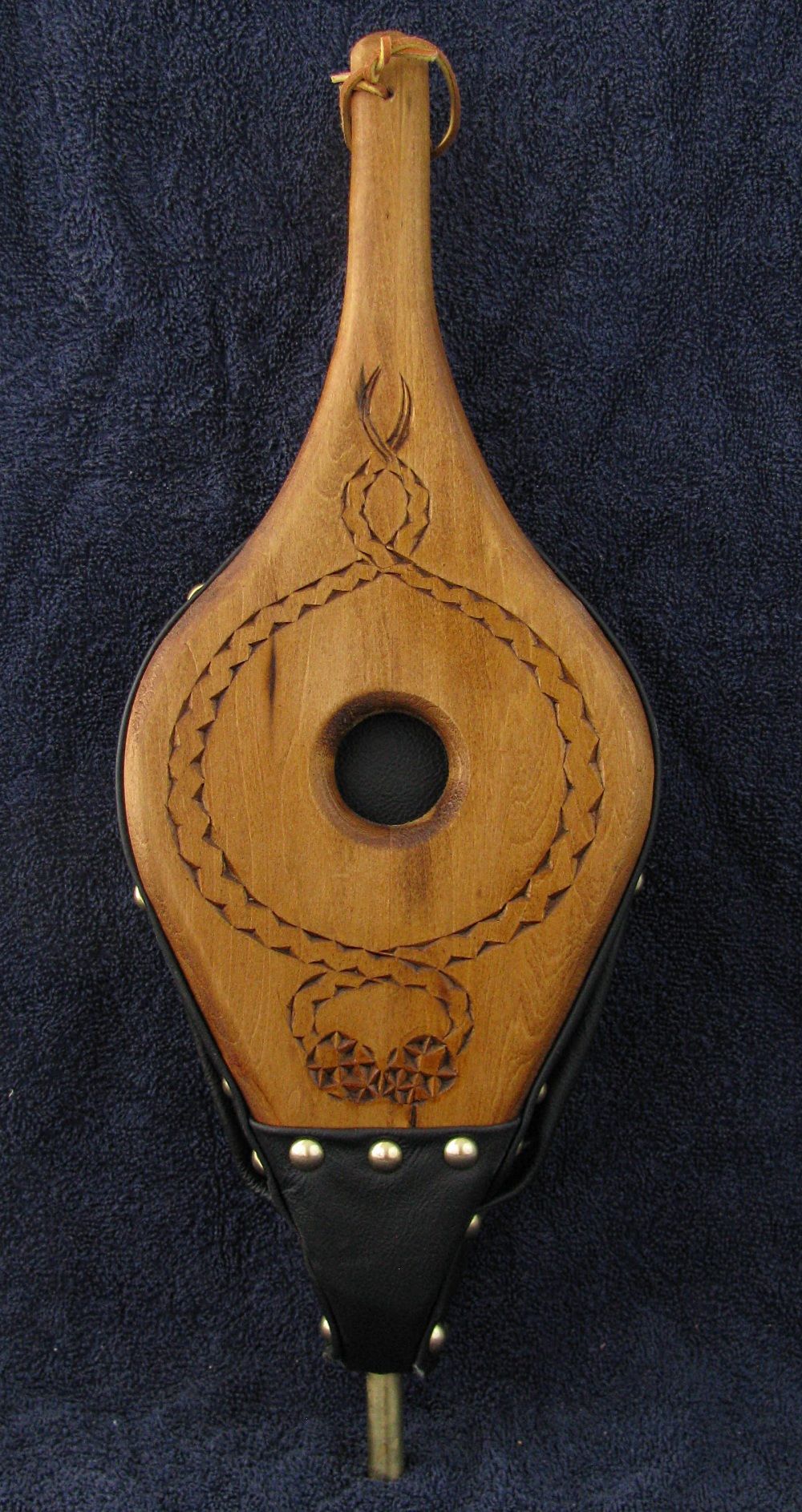 Buy Hand Crafted Chip Carved Fireplace Bellows Snakes, made to order