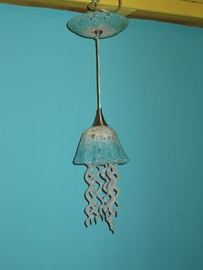 Custom Made Jellyfish Pendant Light - Turquoise White Jellyfish - Blown Glass Lighting - Art Glass Chandelier