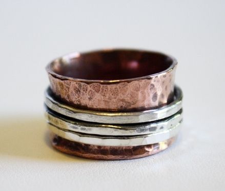 Buy a Handmade Copper And Sterling Silver Spinner Ring - $120, made to ...