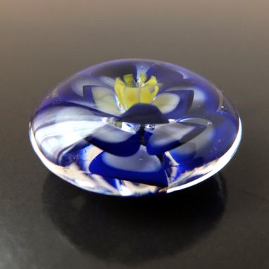 Custom Made Cobalt Blue Lotus Bead Button Handmade Lampwork Glass By Gemfox Sra Usa