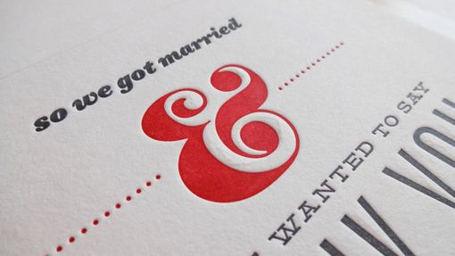 Custom Made Letterpress Printed Wedding Thank-You Cards