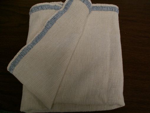 Custom Made Soft Baby Blanket Cream & Blue