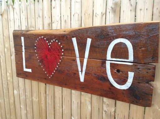 Custom Made Hope & Love Reclaimed Wood & String Art Wall Decor