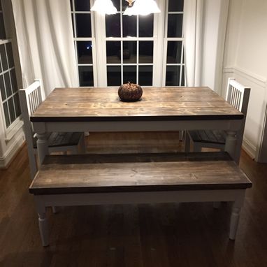 Custom Made Handcrafted, Solid Wood Classic Farm Table And Bench Set