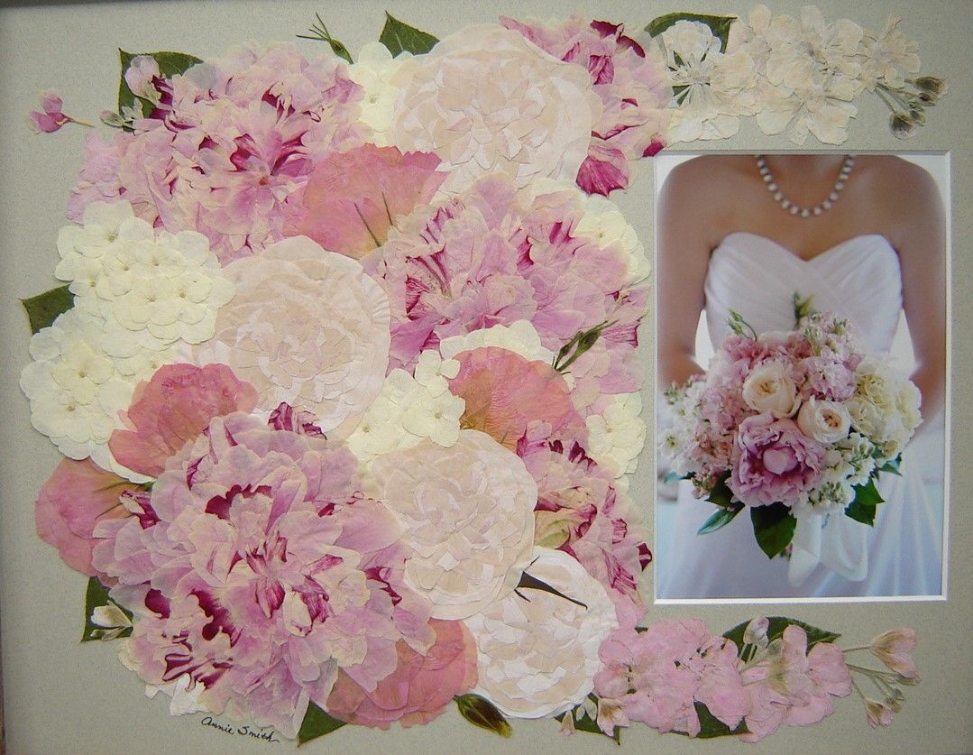 pressed flower wedding bouquet