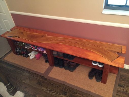 Custom Made Genkan Bench /  Entryway Bench With Captured Russian Olive Top