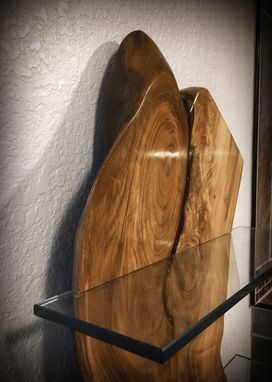 Hand Crafted Live Edge Wood With Glass Shelves by Wood Monkey Studio
