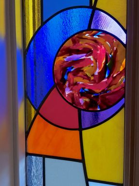 Custom Made Sidelight And Transom - Stained Glass With Fused Glass Elements