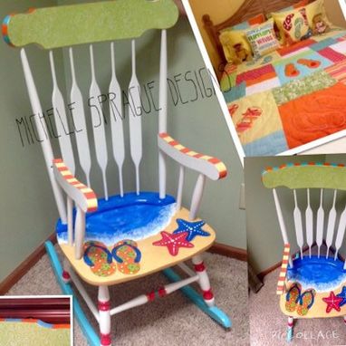Custom Made Painted Adult Rocking Chair // Whimsical Painted Furniture // Nautical Furniture