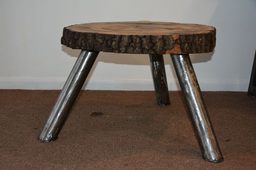 Custom Made Holyoke Stool/Accent Or Coffee Table .Wood And Steel