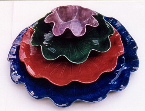 Custom Made Ceramic Lotus Leaf Dinnerware - 4 Piece Set