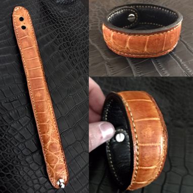 Custom Made Exotic Alligator Leather Cuff Bracelet