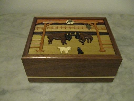 Custom Made Custom Intarsia Buffalo Keepsake Box