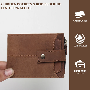 Custom Made Rfid Safe Men Women Leather Wallet  Zip Handmade Wallet