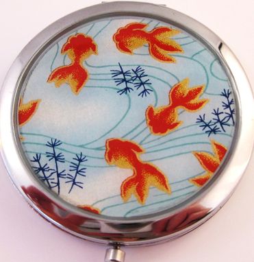 Custom Made Double-Sided Compact Mirror With Japanese Koi Design