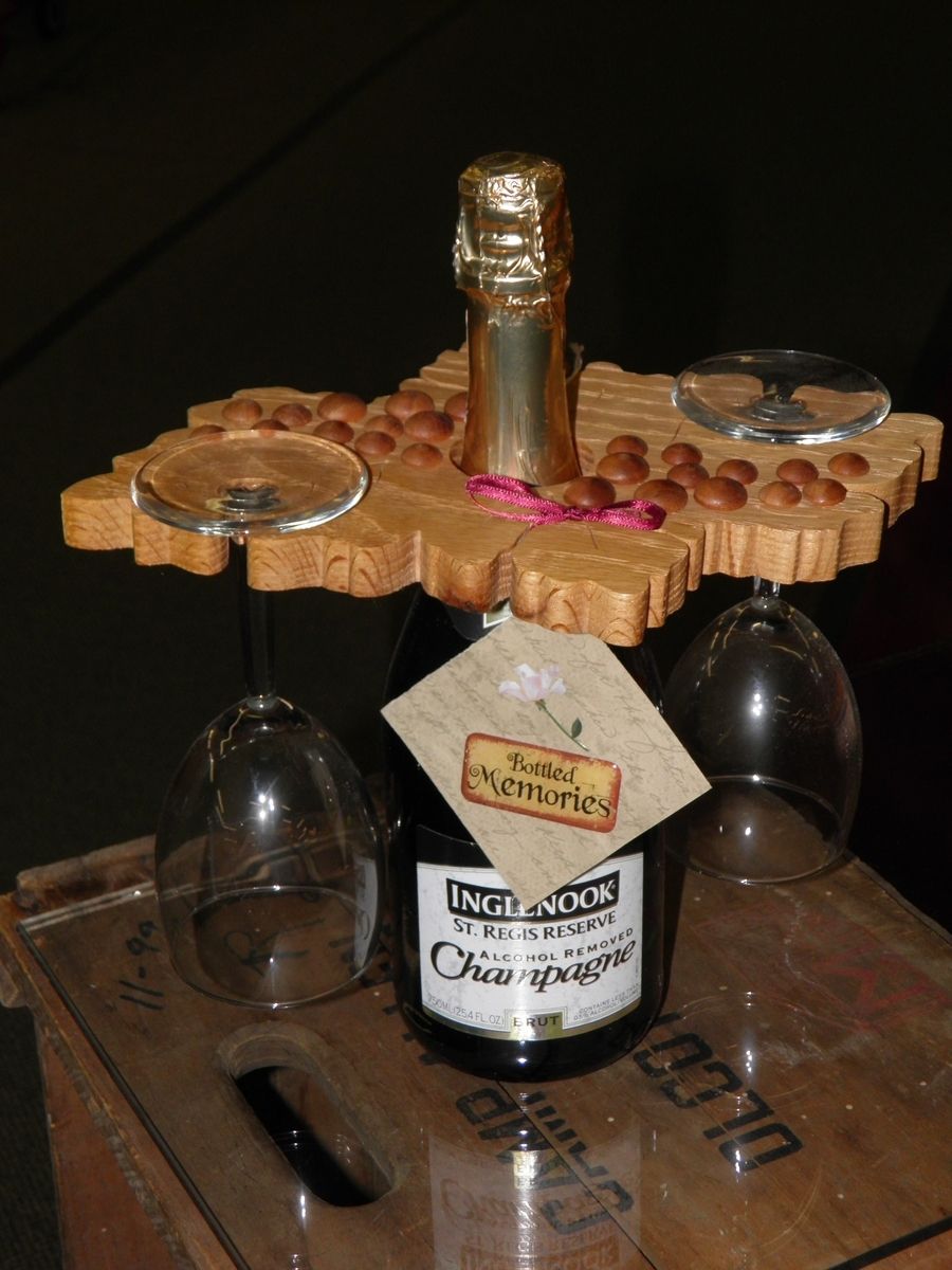 Buy Hand Made 2 Wine Glass Holder To Fit Over A Bottle., made to order