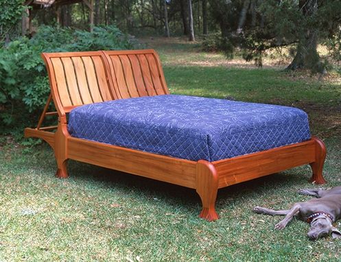 Custom Made Mahogany Queen Bed With Adjustable Headboard