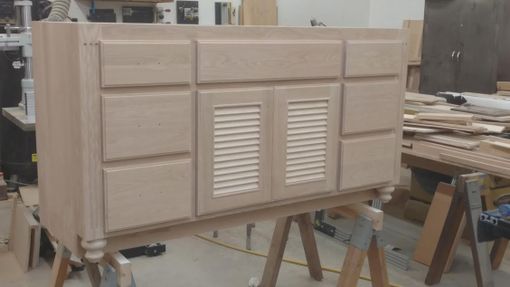 Custom Made Custom Vanity W/ Louvered Doors (Unfinished)